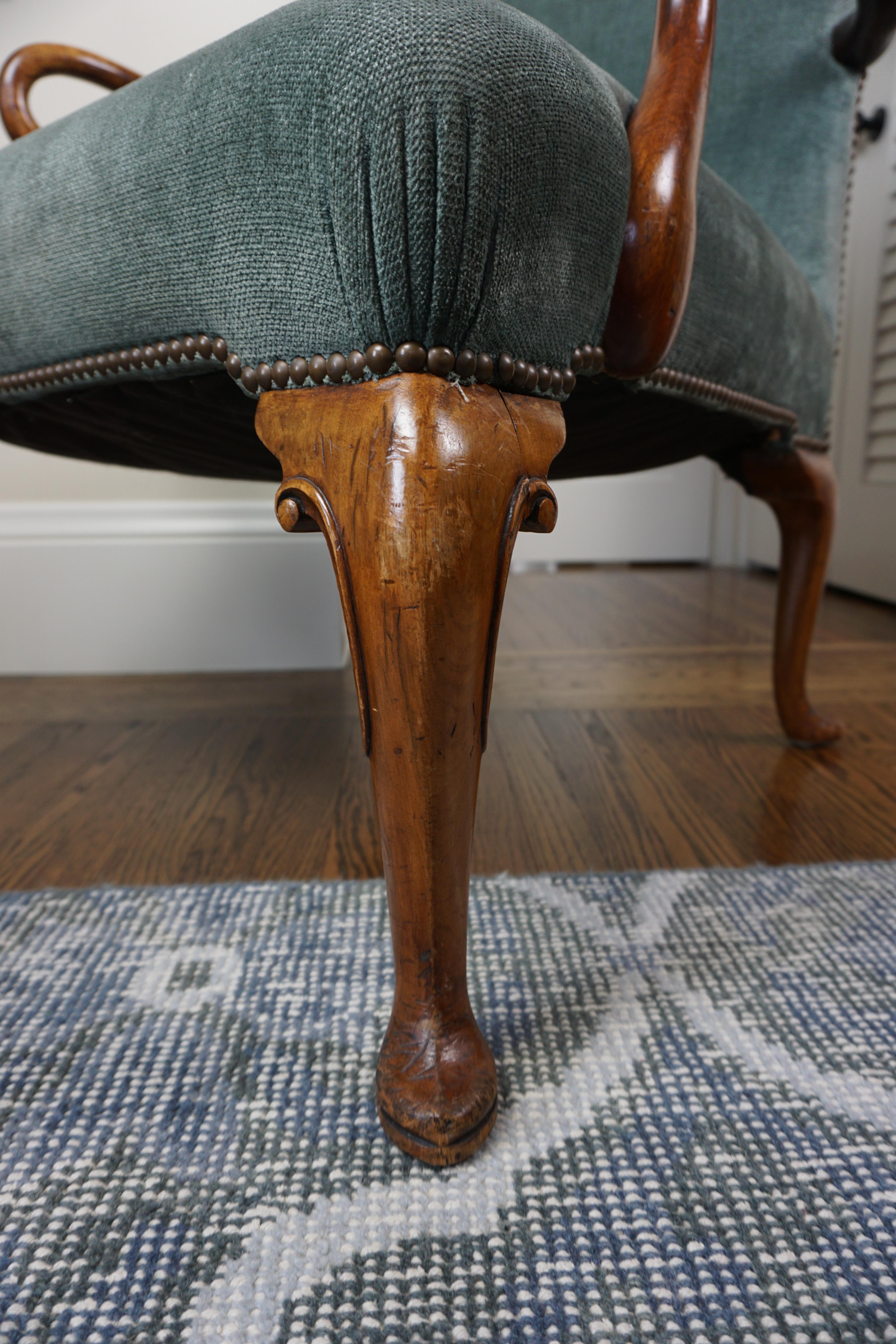 19th Century English George II Style Mahogany Open Armchair