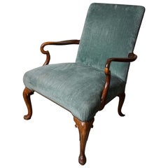 English George II Style Mahogany Open Armchair