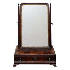 English George II Transitional Flame Mahogany Toilet Mirror, circa 1730