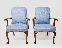 English George II Upholstered Walnut Dining Chairs, Set of Ten, circa 1735