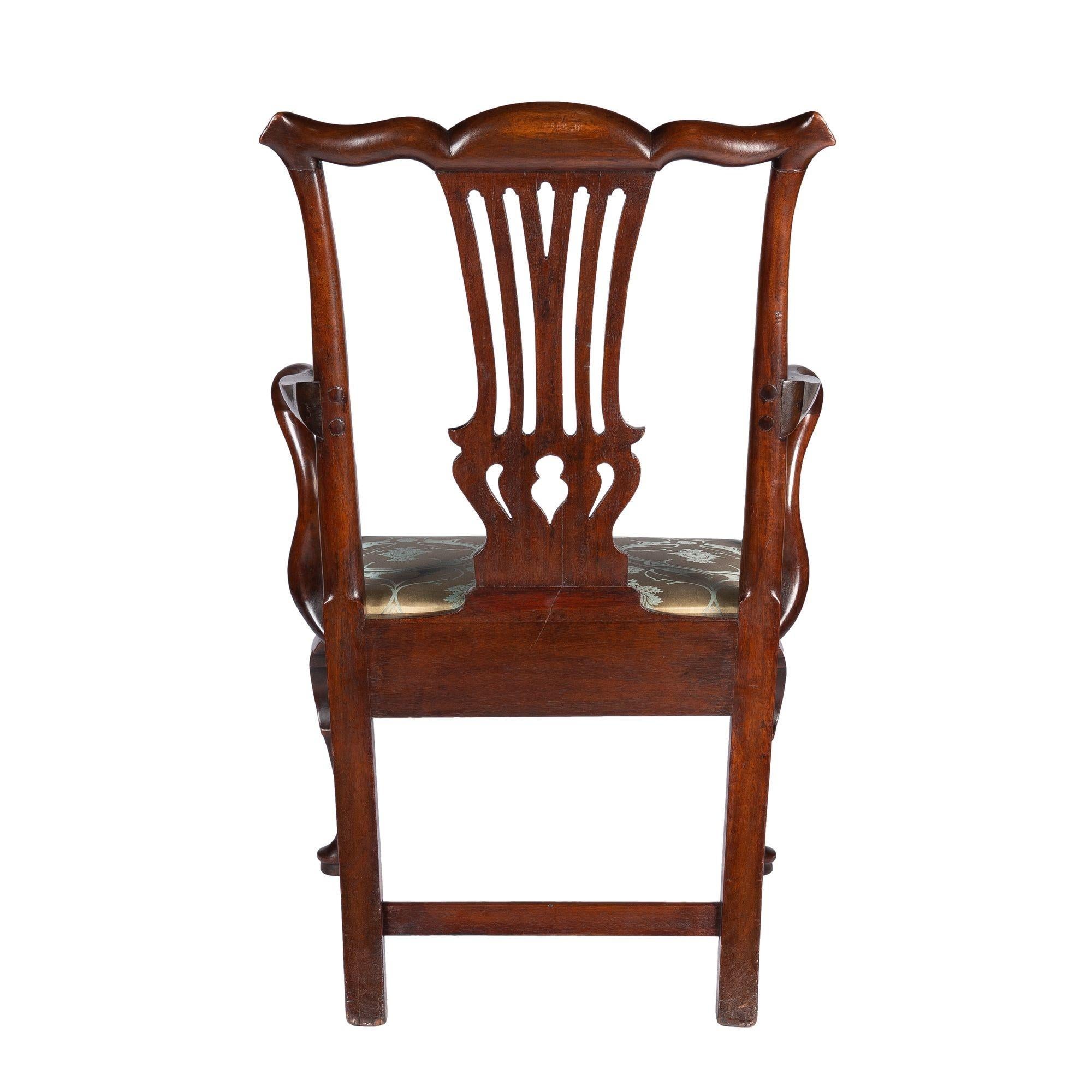 Upholstery English George II Walnut Armchair with Upholstered Slip Seat, c. 1740 For Sale