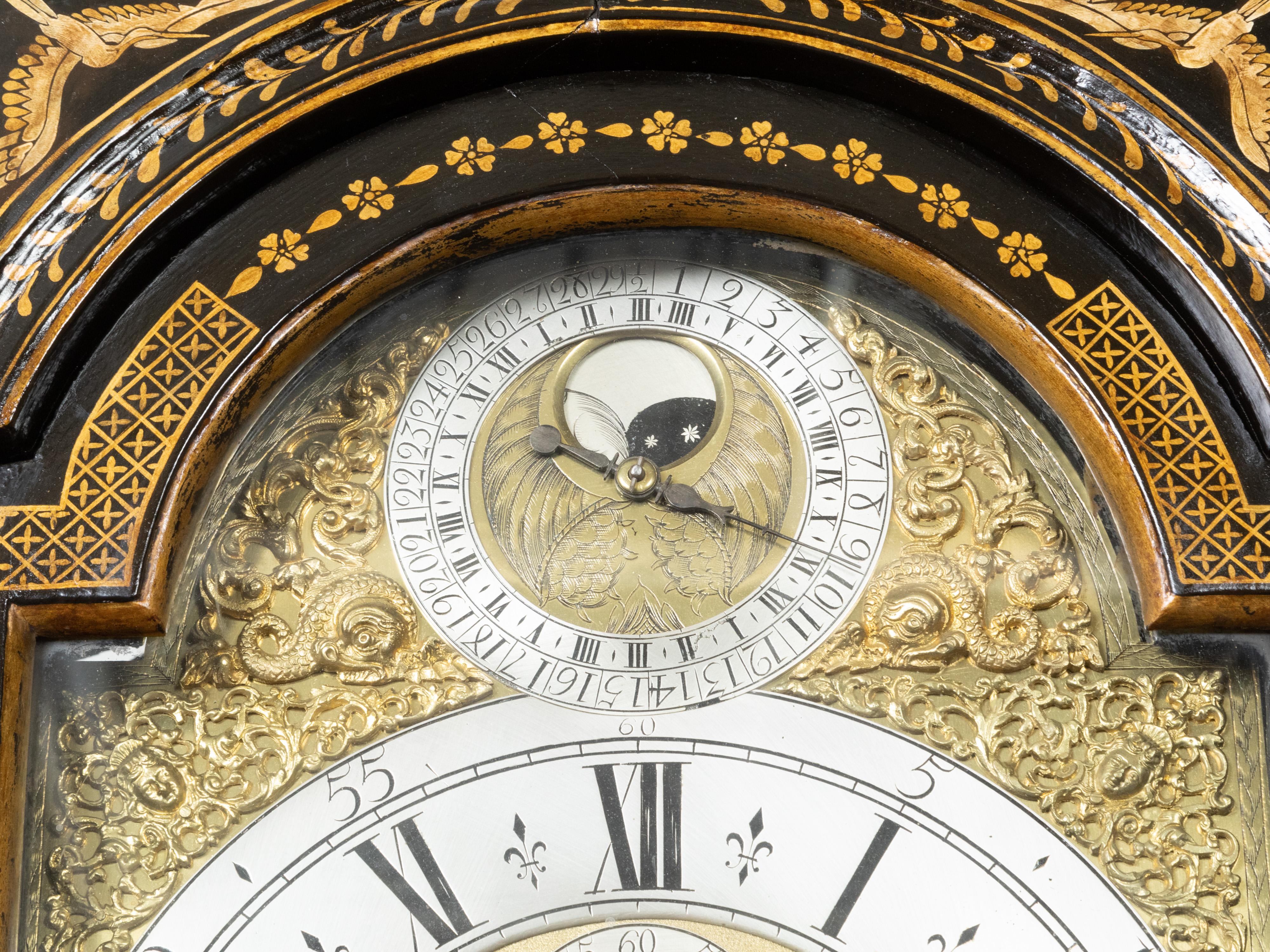 Englische George III. 18. Jahrhundert Japangehäuse-Uhr mit Chinoiserie-Dekor im Angebot 12
