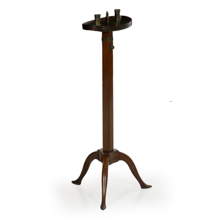 English III Antique Mahogany Adjustable Candle Stand Accent