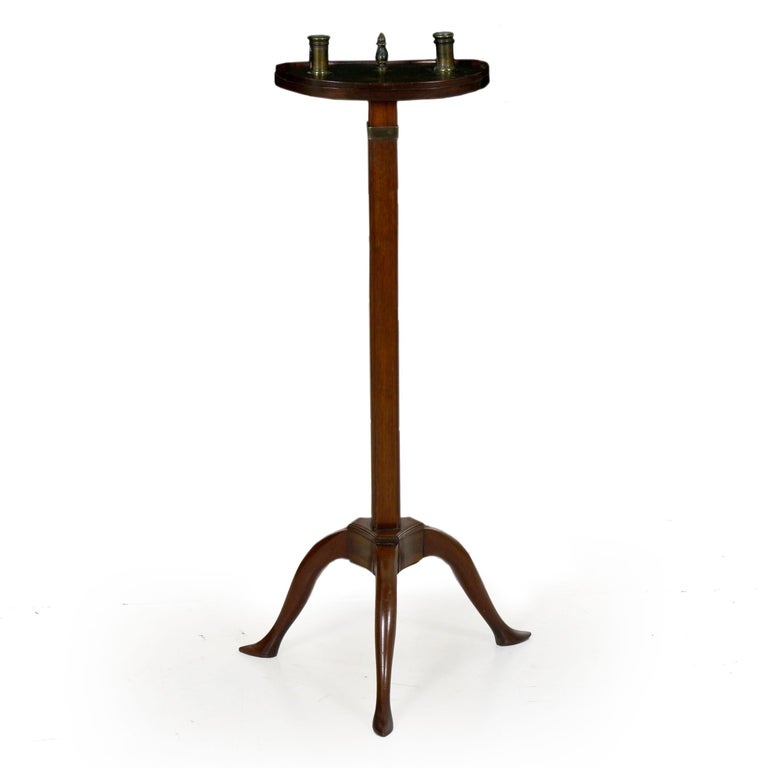 English III Antique Mahogany Adjustable Candle Stand Accent