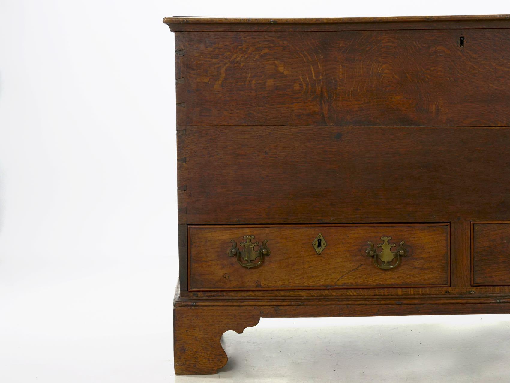 English George Iii Antique Oak Blanket Chest Over Two Drawers