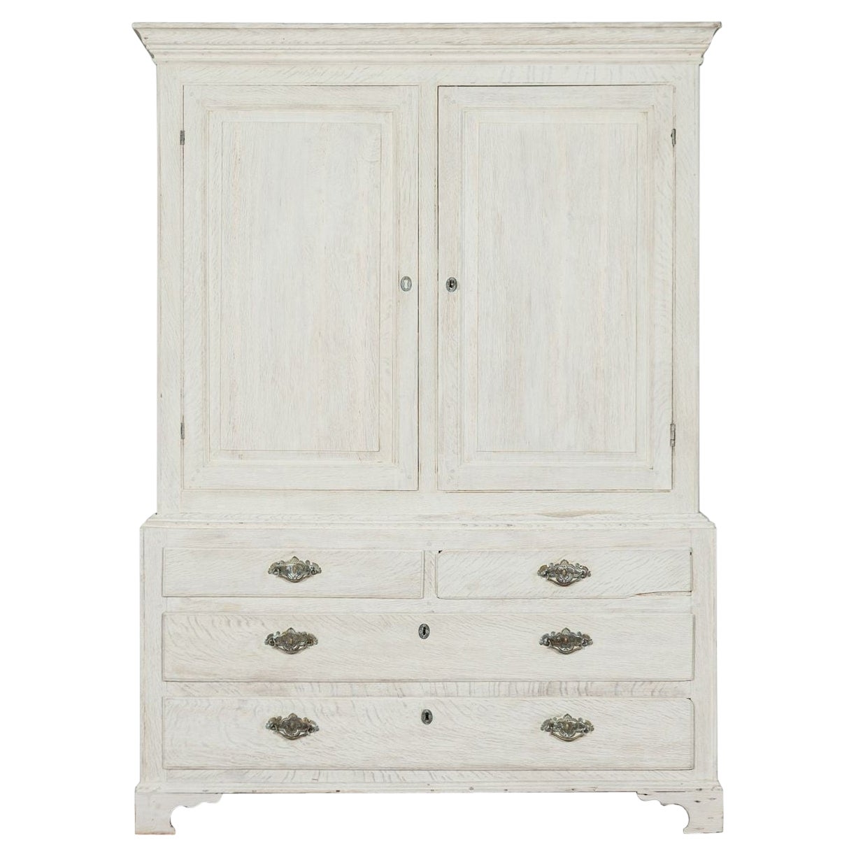 English George III Bleached Oak Housekeepers Cupboard