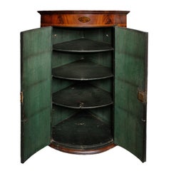 English George III Bow Corner Cupboard, circa 1790