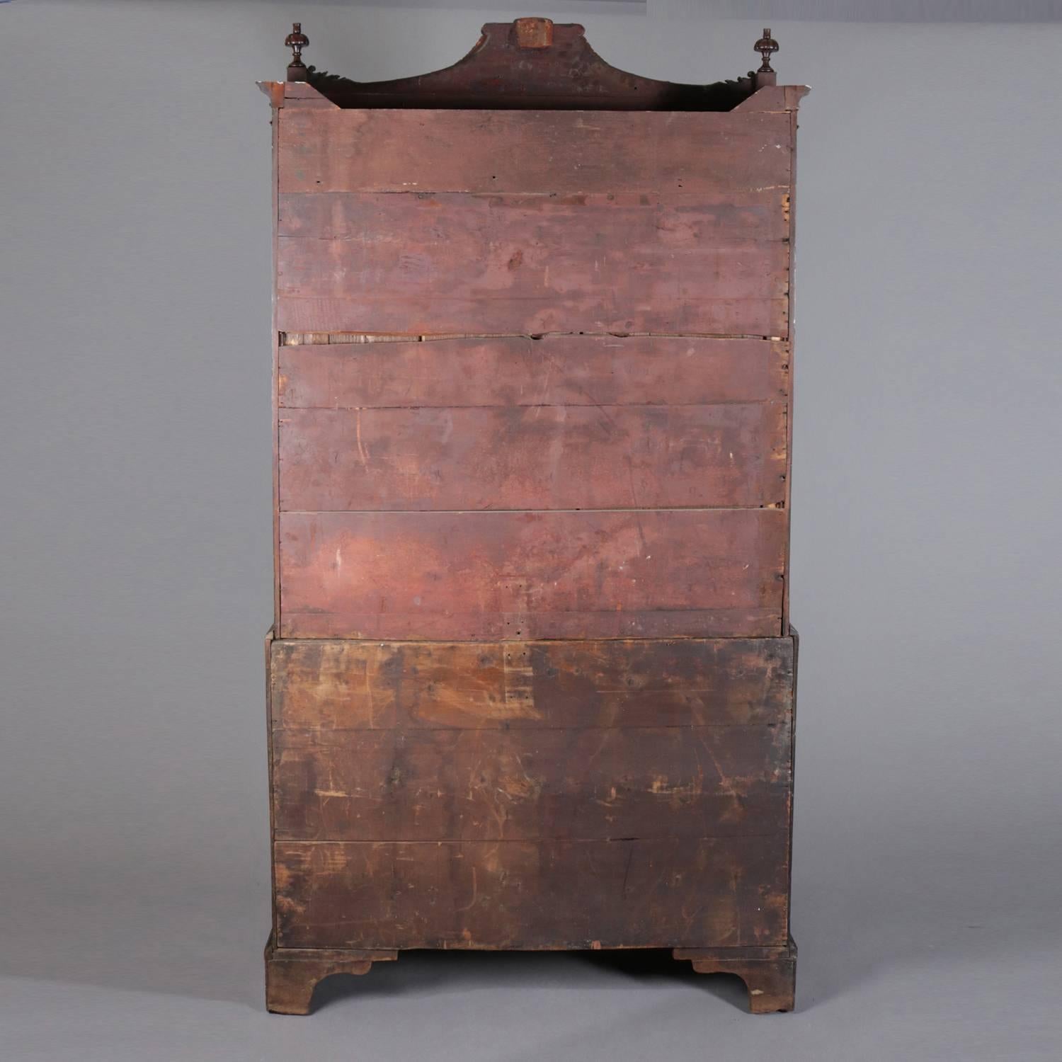 English George III Carved Flame Mahogany Secretary Bookcase, 19th Century 3