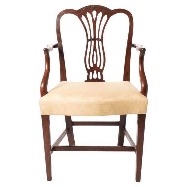 English George III Carved Mahogany Arm Chair, 1770-80