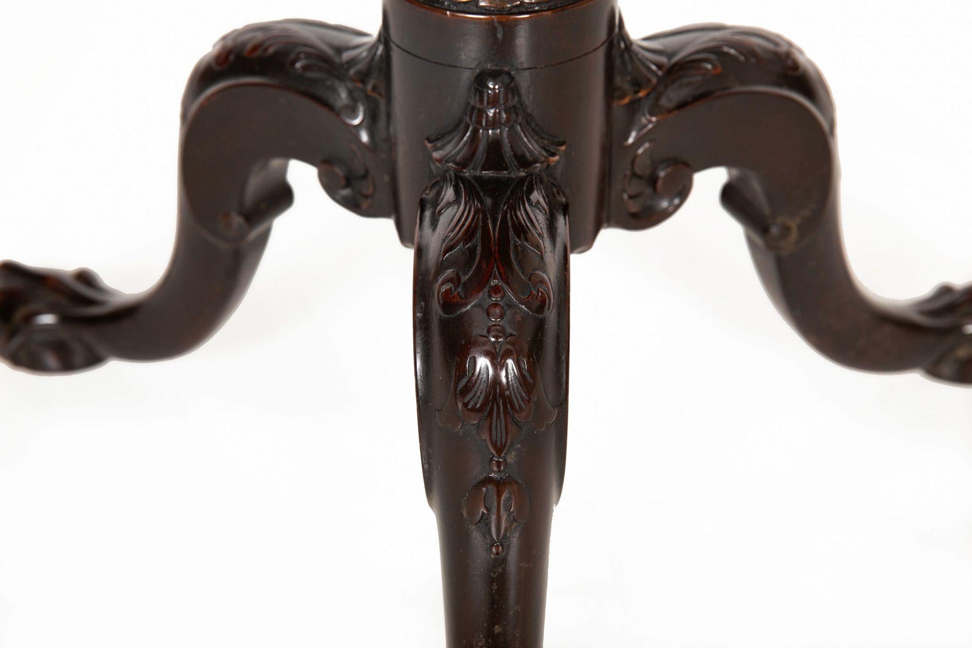 English George III Carved Mahogany Pie Crust Tilt Top Table ca. 1780 For Sale 8