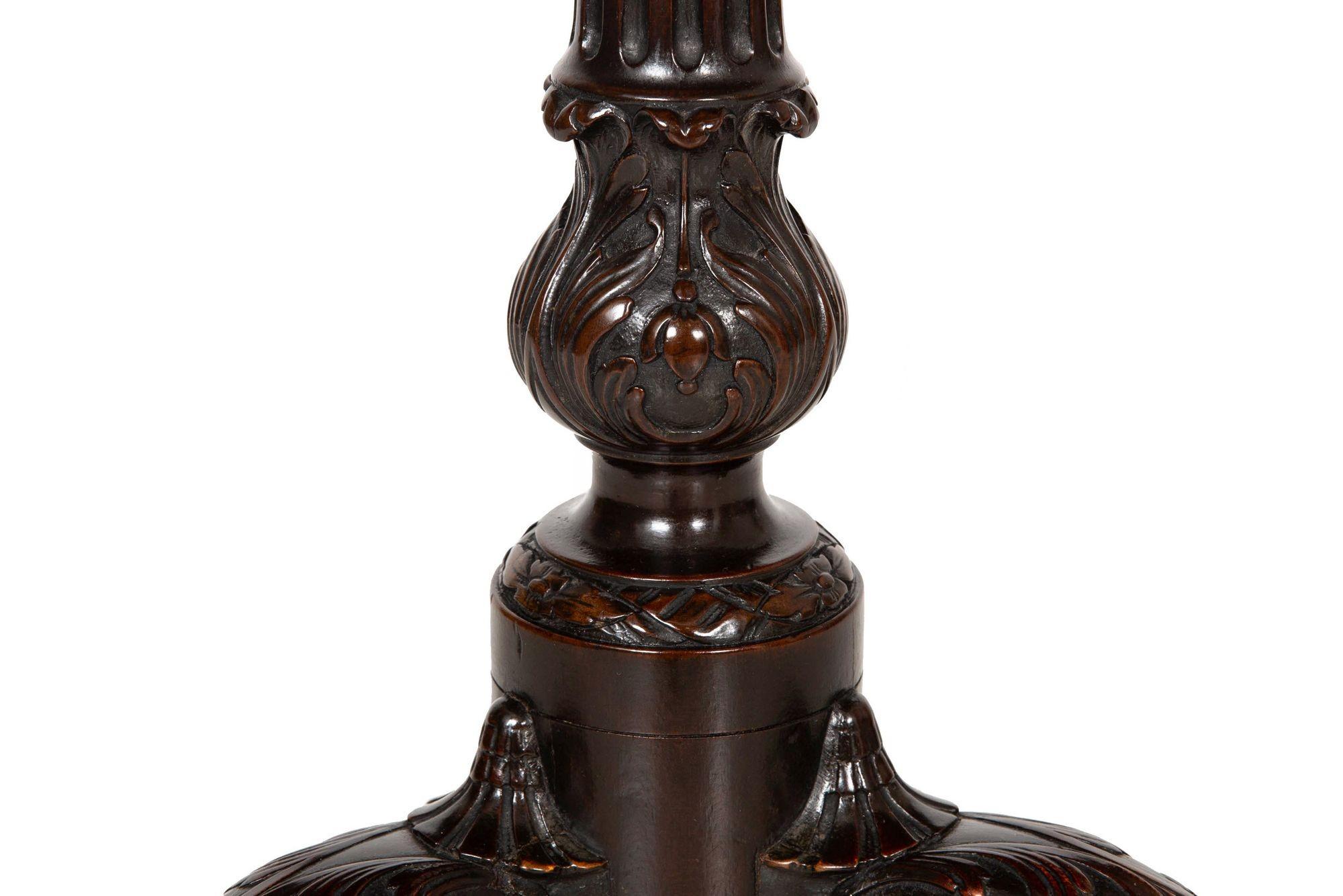 English George III Carved Mahogany Pie Crust Tilt Top Table ca. 1780 For Sale 11