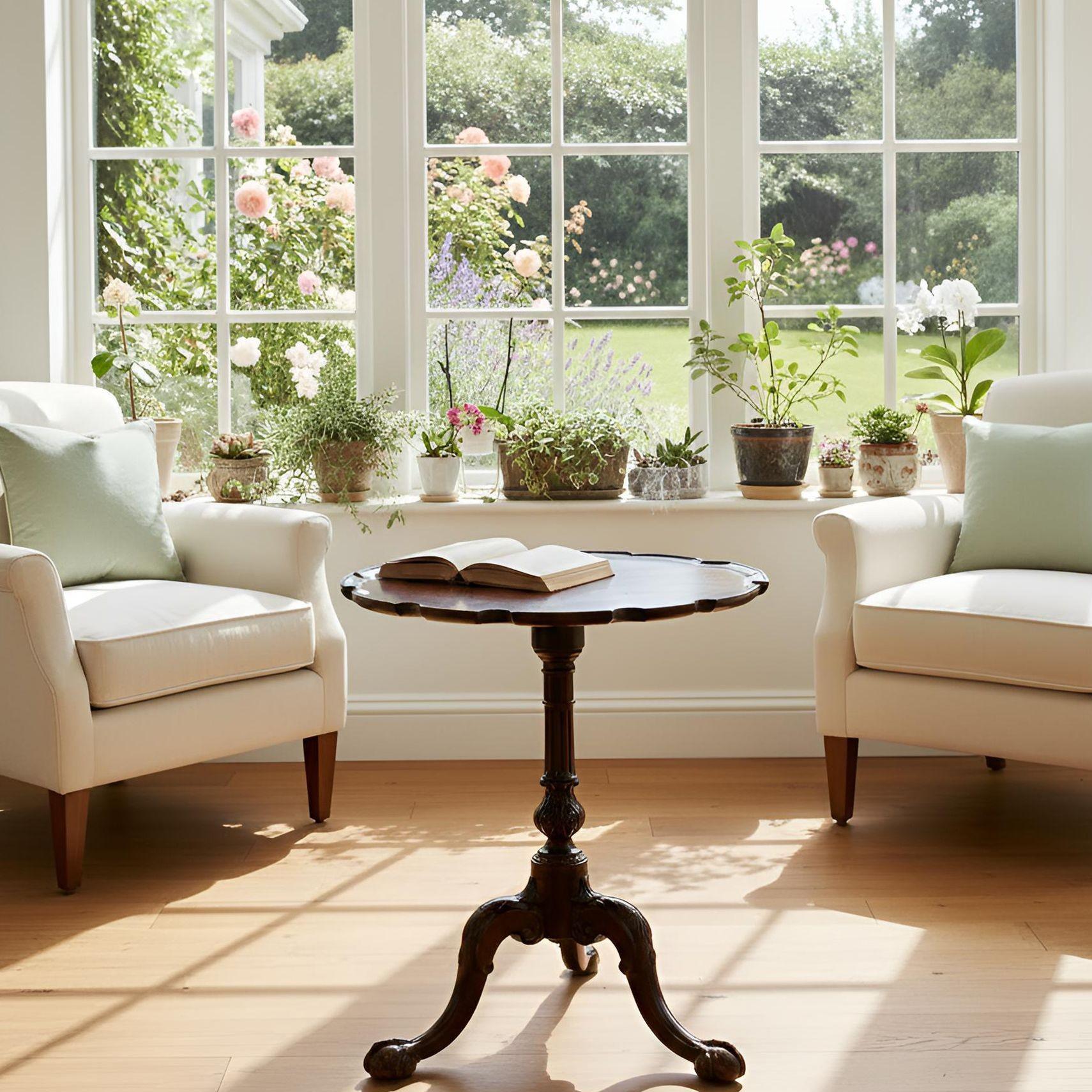 TABLE ANGLAISE GEORGE III EN ACAJOU SCULPTÉ À PLATEAU BASCULANT EN CROÛTE DE TARTE
Avec un balustre très finement et expressivement sculpté, sur des pieds tripodaux sculptés d'un anthemion se terminant par des pieds en forme de boule et de griffe. 