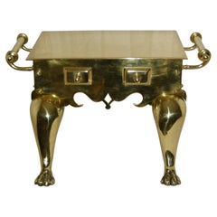 English George III Cast Brass Footman with Cabriole Legs and Paw Feet