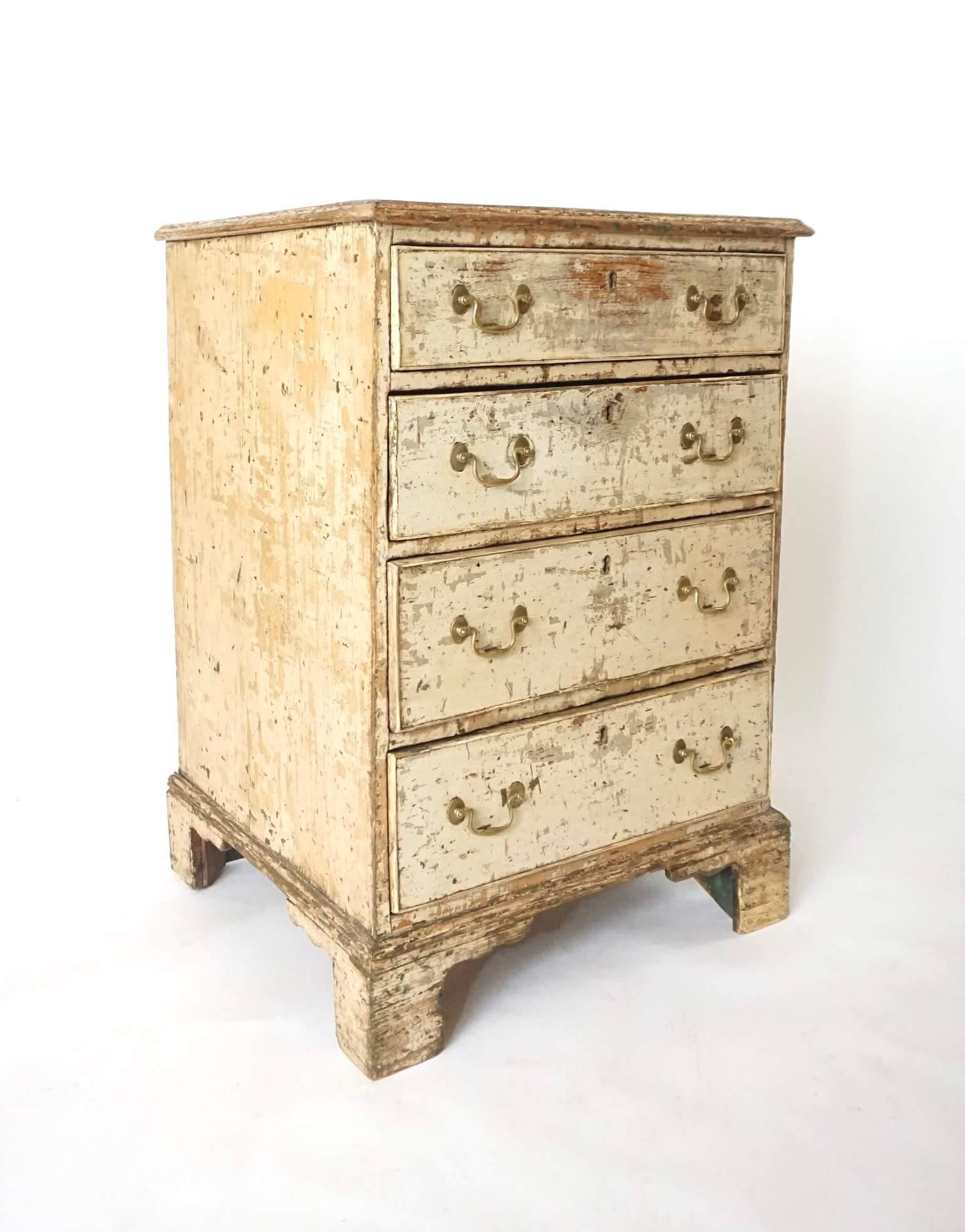 Hand-Crafted English George III Chest of Unusual Form in Historic Paint, circa 1780