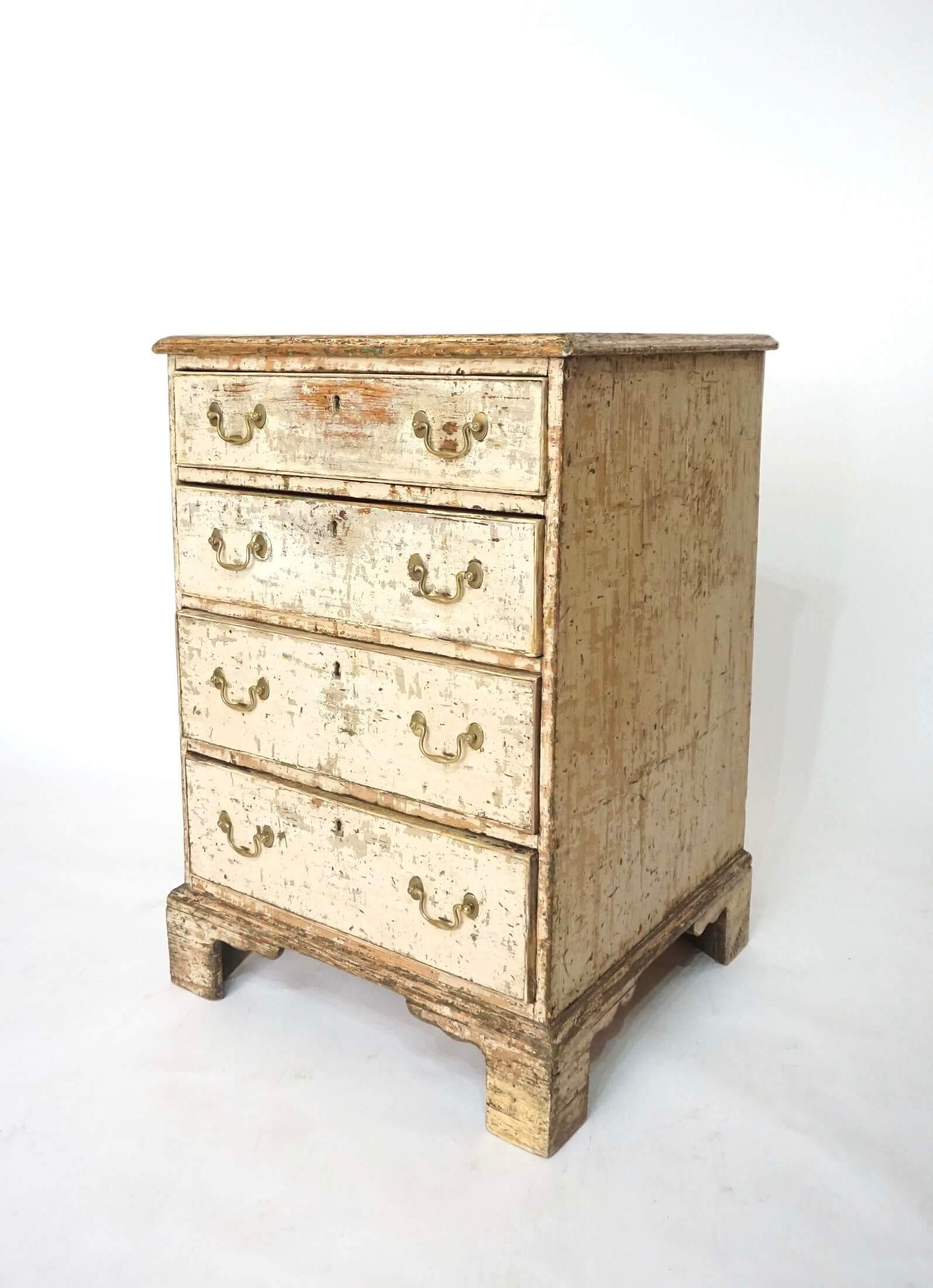 18th Century English George III Chest of Unusual Form in Historic Paint, circa 1780
