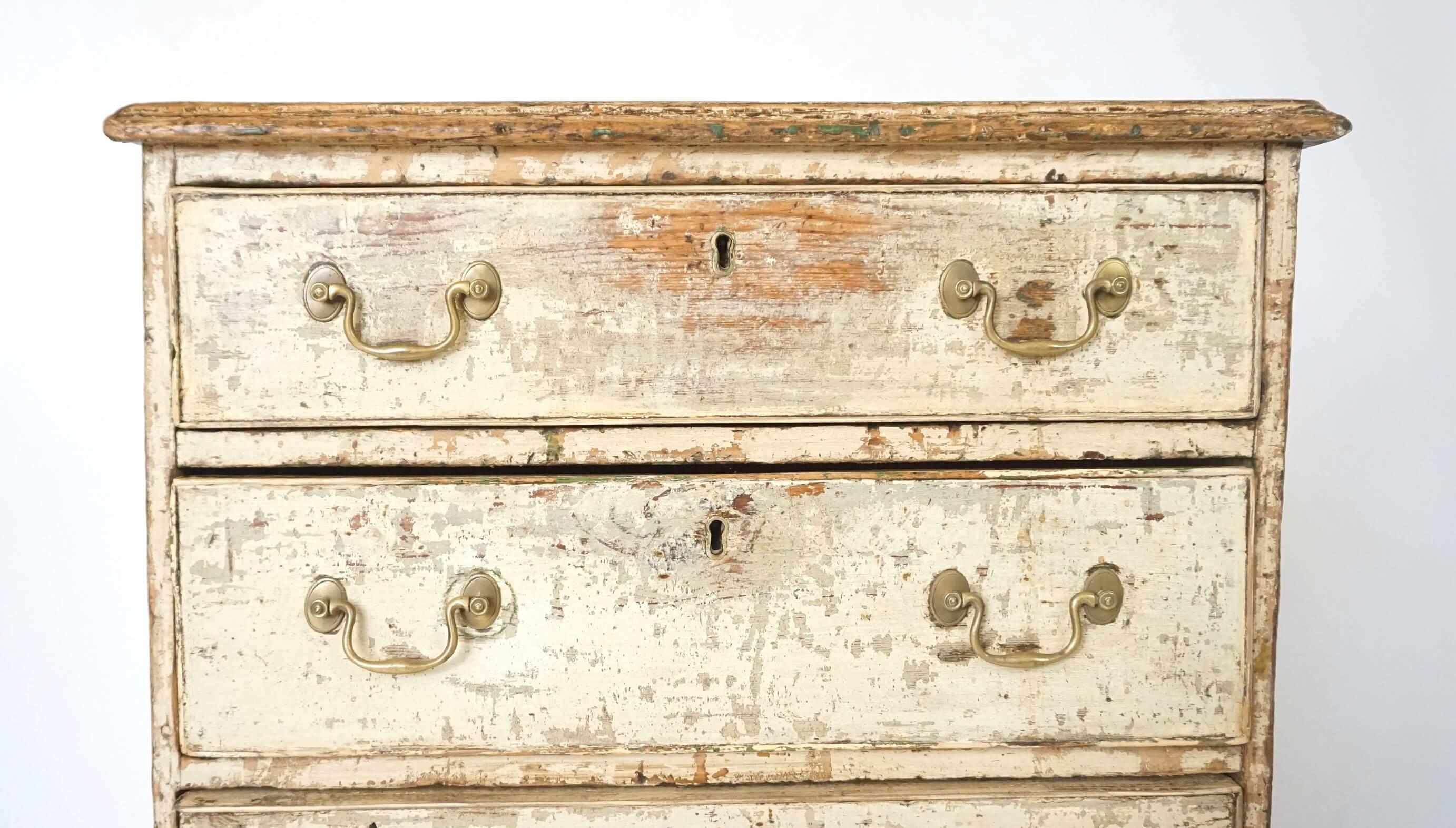 English George III Chest of Unusual Form in Historic Paint, circa 1780 3