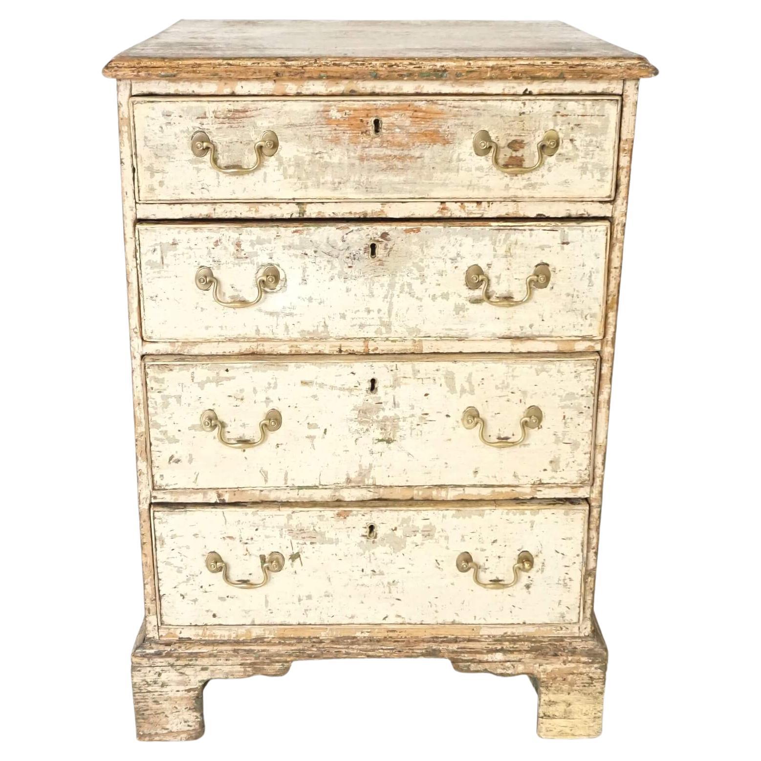 English George III Chest of Unusual Form in Historic Paint, circa 1780