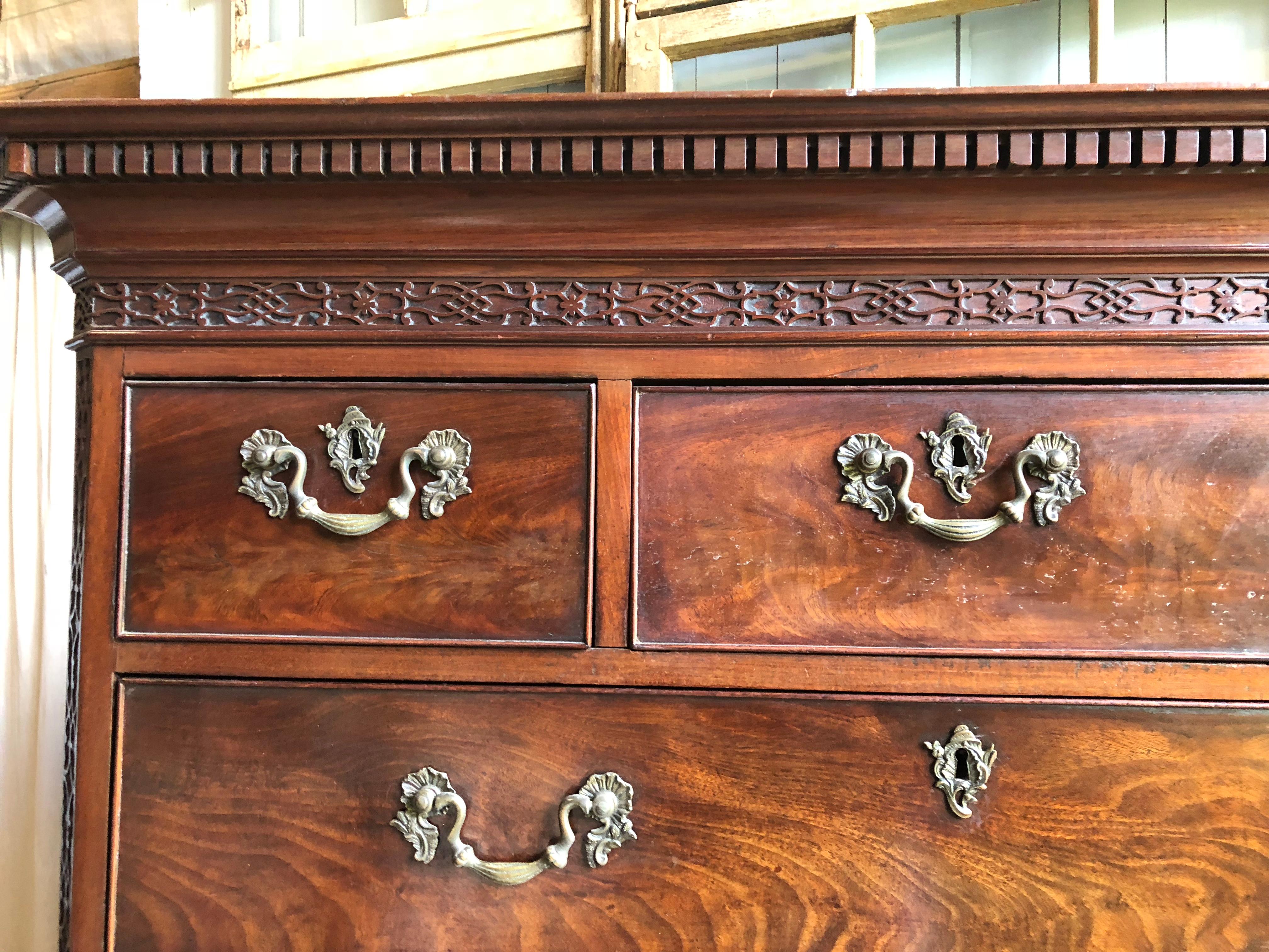 Mahogany English George III Chest-on-Chest or “Highboy”, 18th Century