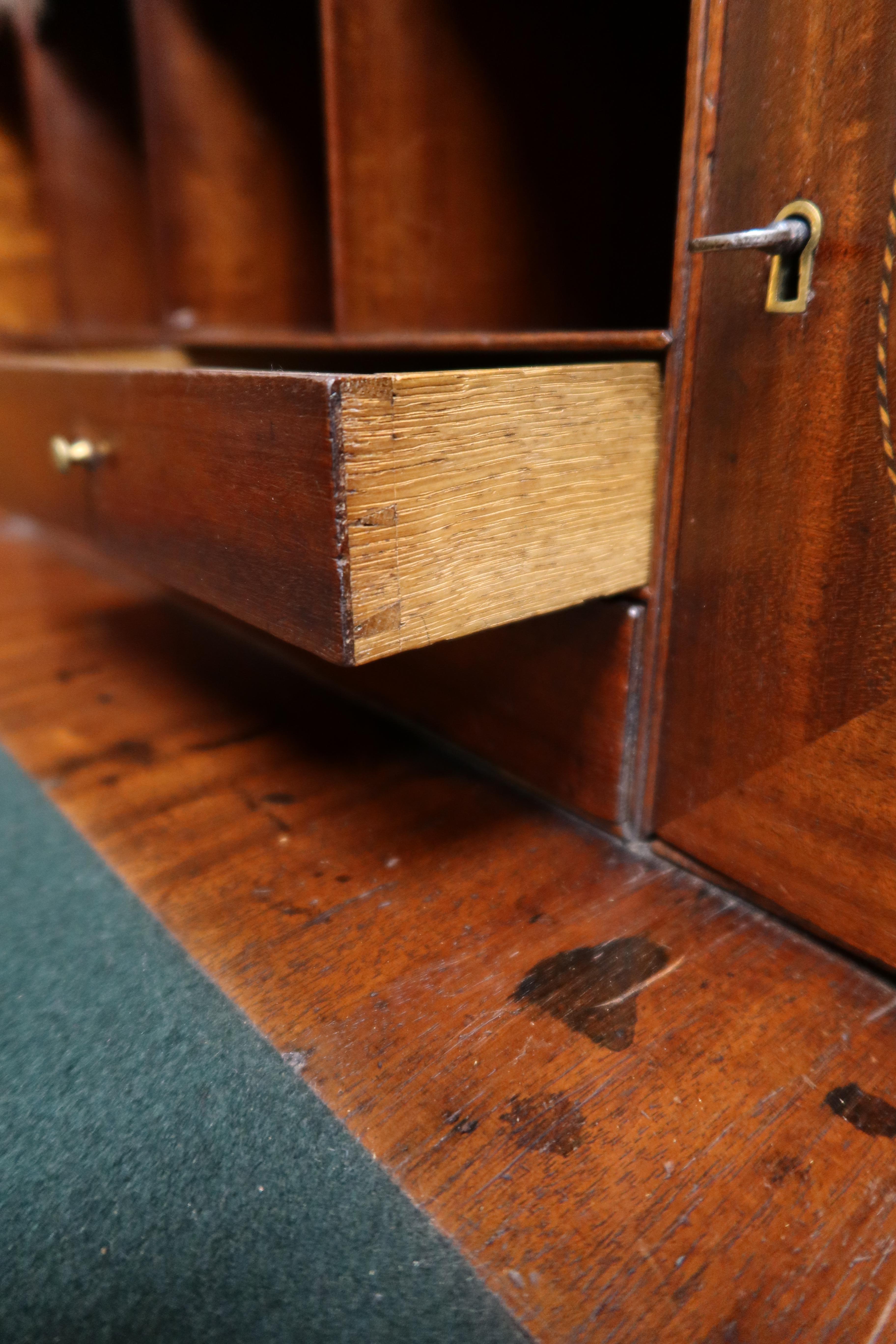 Glazed English George III Chippendale Secretaire Bookcase, circa 1780 For Sale