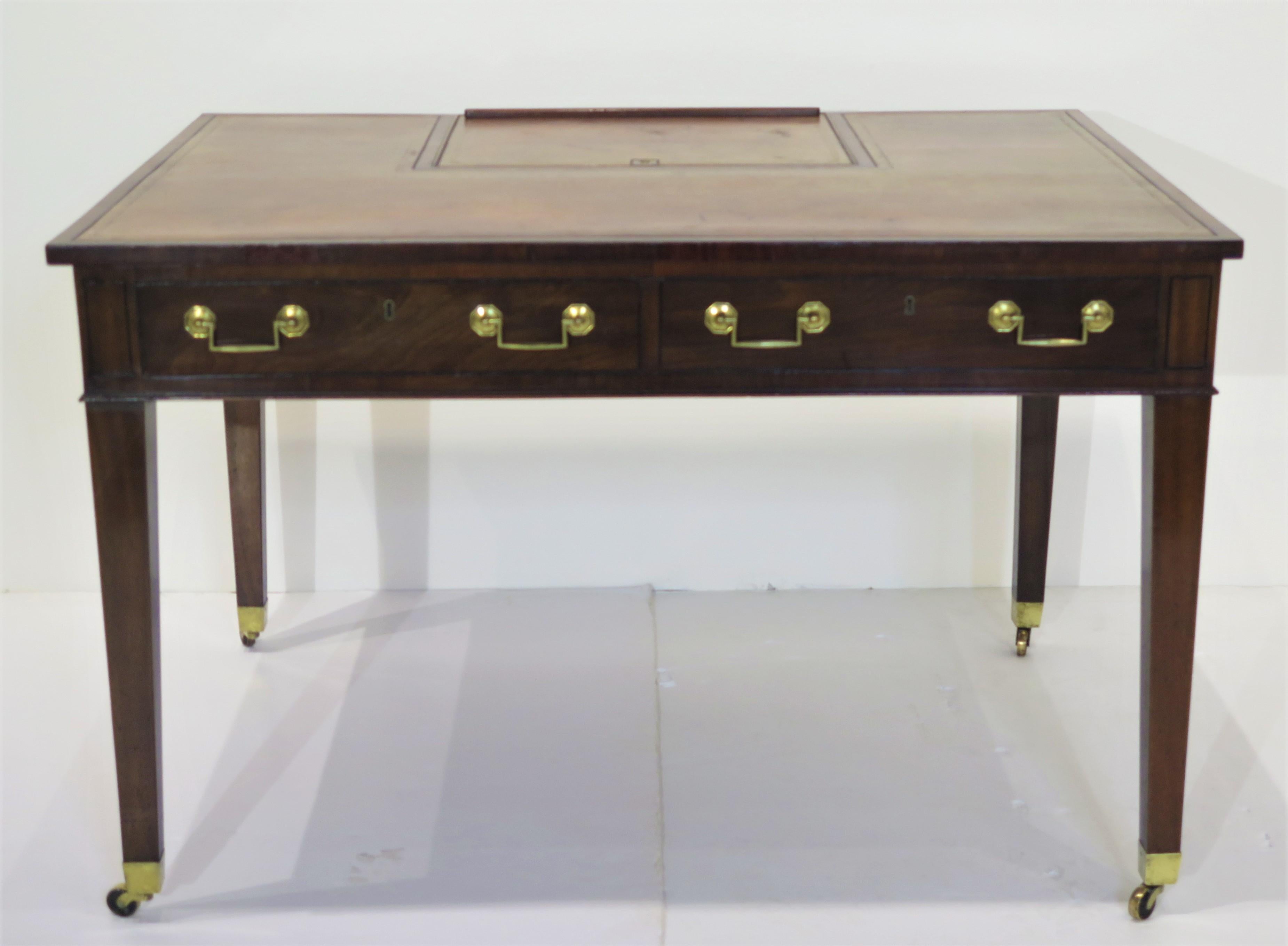 Leather English George III Chippendale-Style Mahogany Library Table Adjustable Book Stan For Sale
