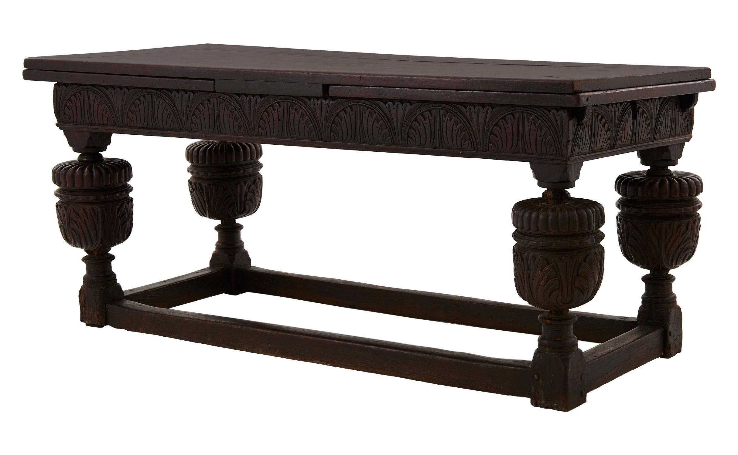 Hand-Carved English George III Draw-Leaf Dining Table