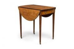 English George III Drop Leaf Oval Inlaid Pembroke Table