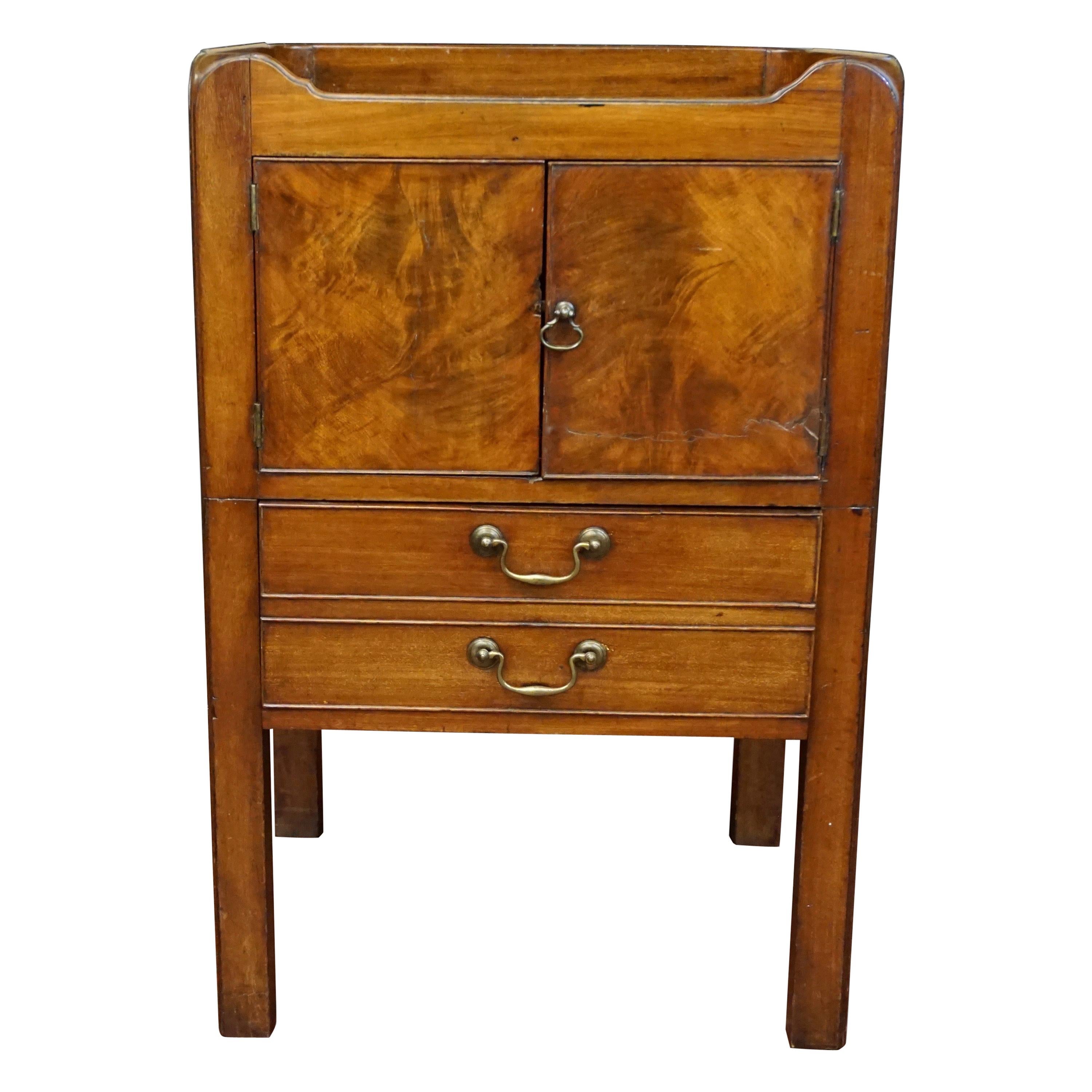 English George III Figured Mahogany Bedside Commode with Drawer