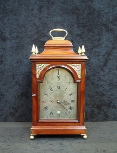 English George III Figured Mahogany Bracket Clock with Date Calendar