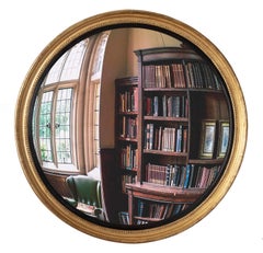 English George III Giltwood and Ebonized Frame Convex Mirror, circa 1800