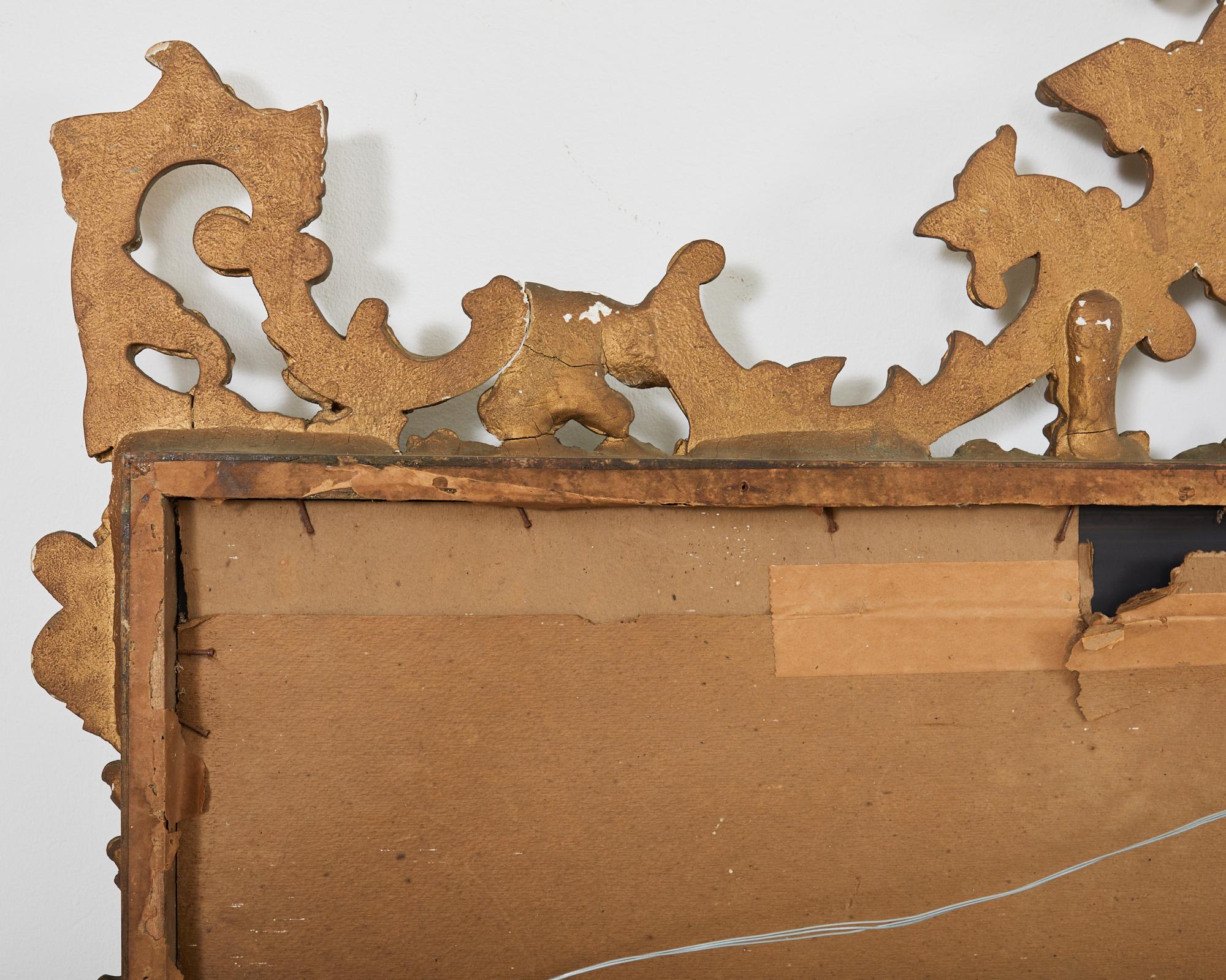 Miroir pagode en bois doré anglais George III de style Chippendale chinois en vente 10