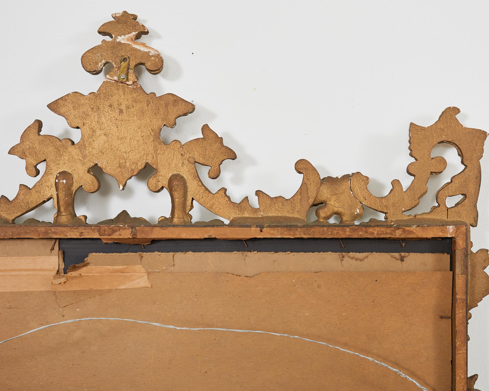 Miroir pagode en bois doré anglais George III de style Chippendale chinois en vente 11
