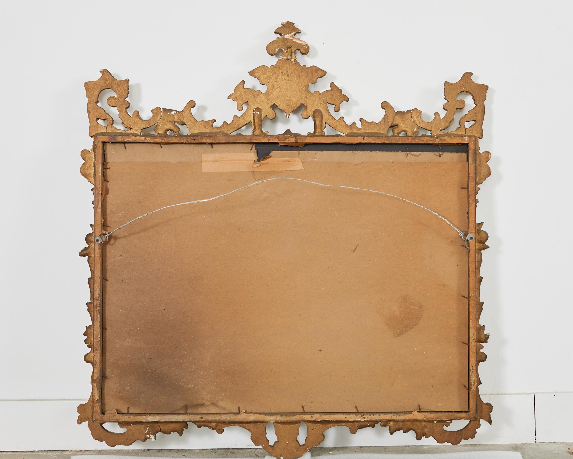 Miroir pagode en bois doré anglais George III de style Chippendale chinois en vente 12