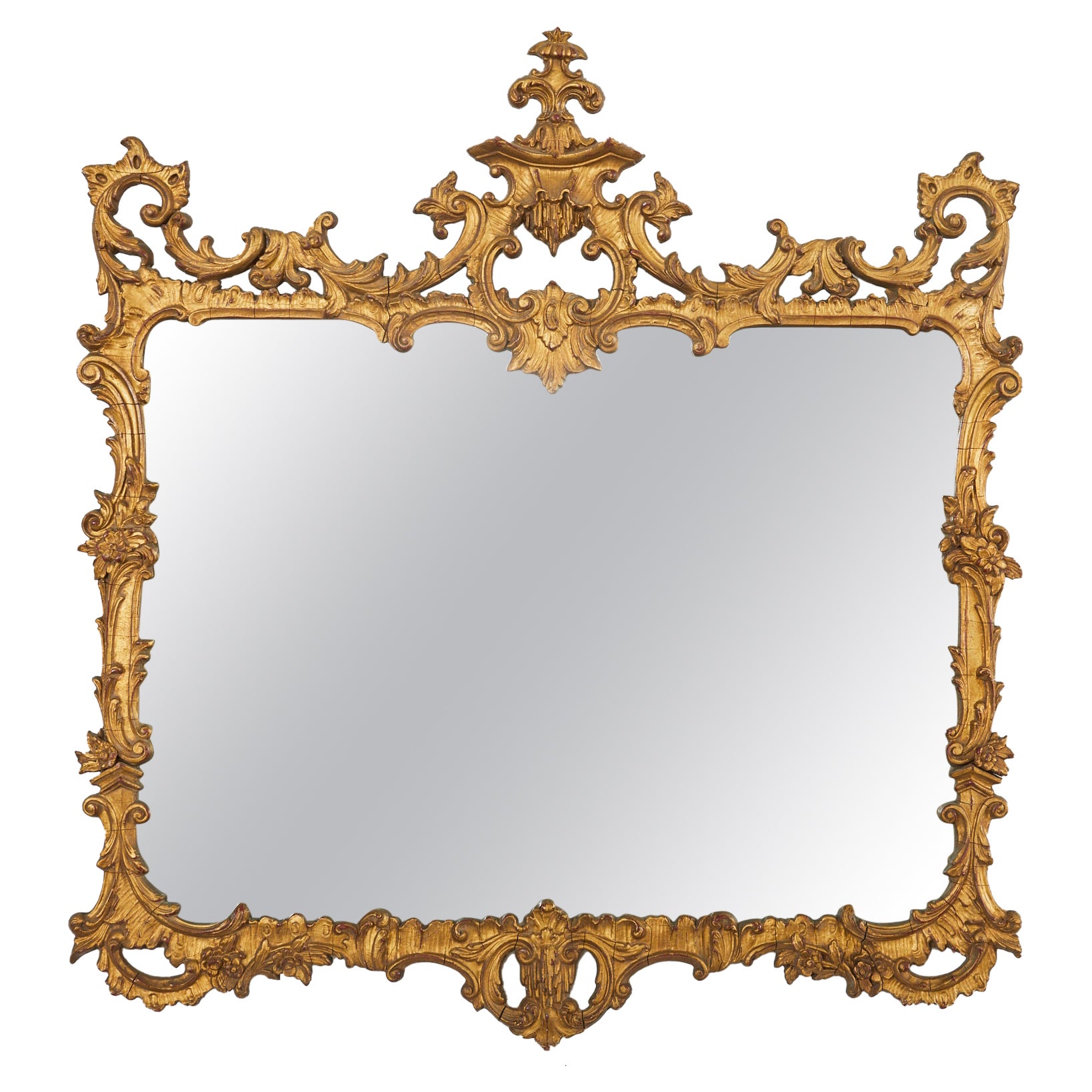 English George III Giltwood Mirror Chinese Chippendale Pagoda Top