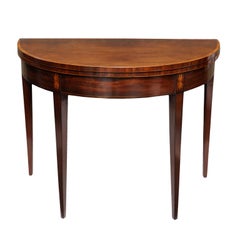 English George III Hepplewhite Period Demilune Card Table, circa 1790