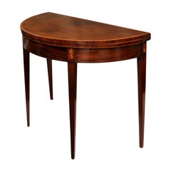 English George III Hepplewhite Period Demilune Card Table, circa 1790