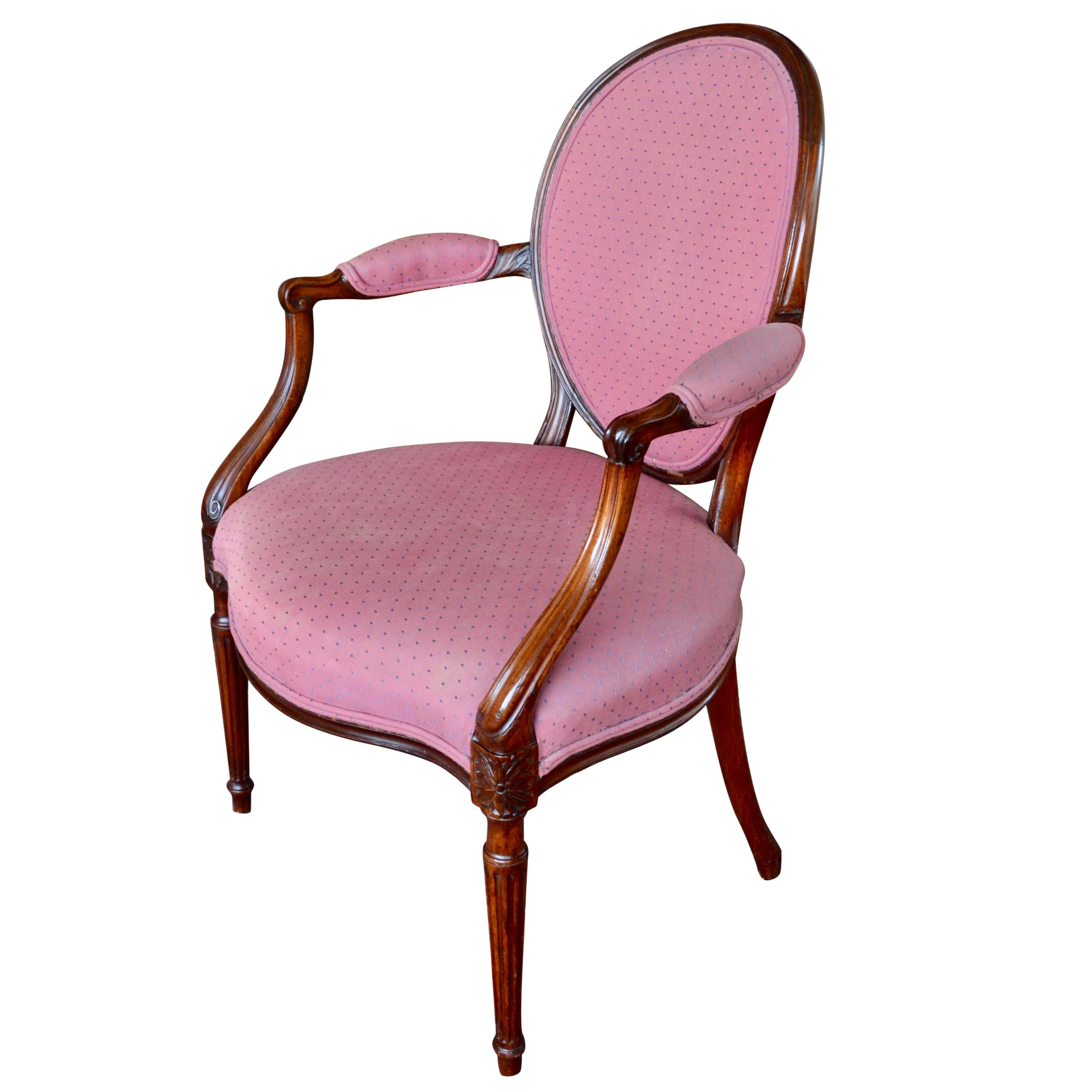 English George III Hepplewhite Style Oval-Backed Mahogany Armchair