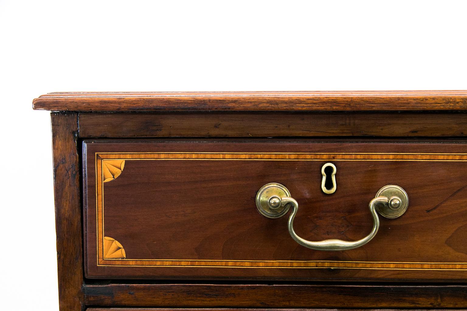 Ebony  English Mahogany Five Drawer Chest For Sale