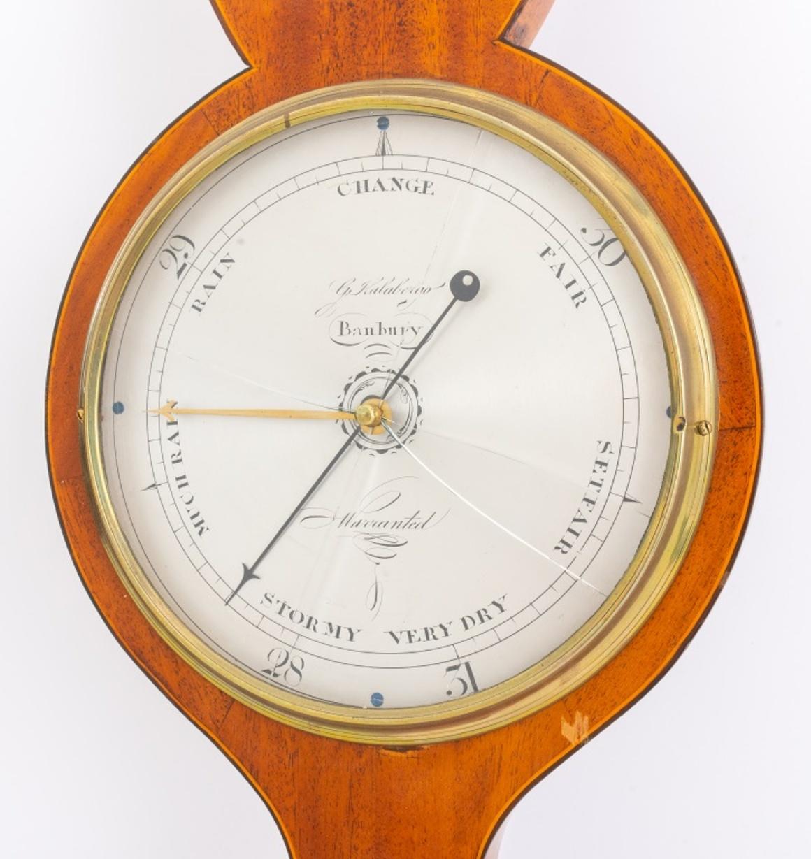 English George III Inlaid Mahogany Barometer In Good Condition For Sale In New York, NY