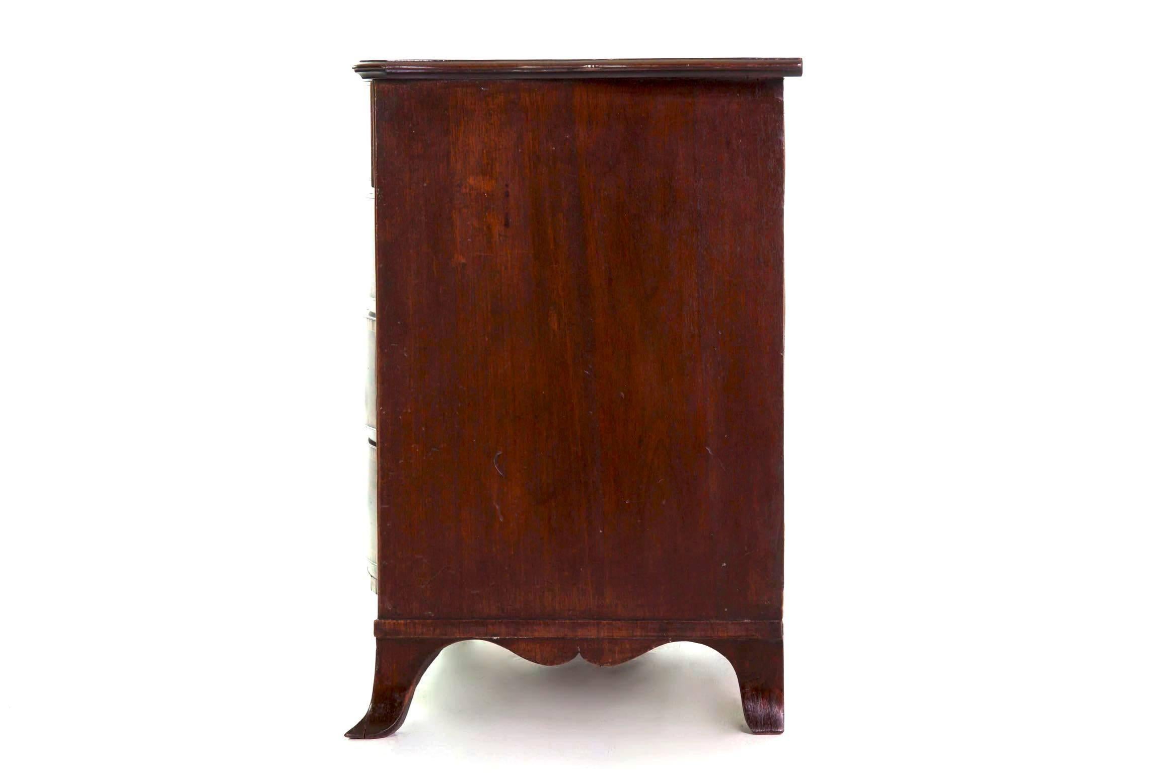 British English George III Inlaid Mahogany Serpentine Secretary Chest of Drawers