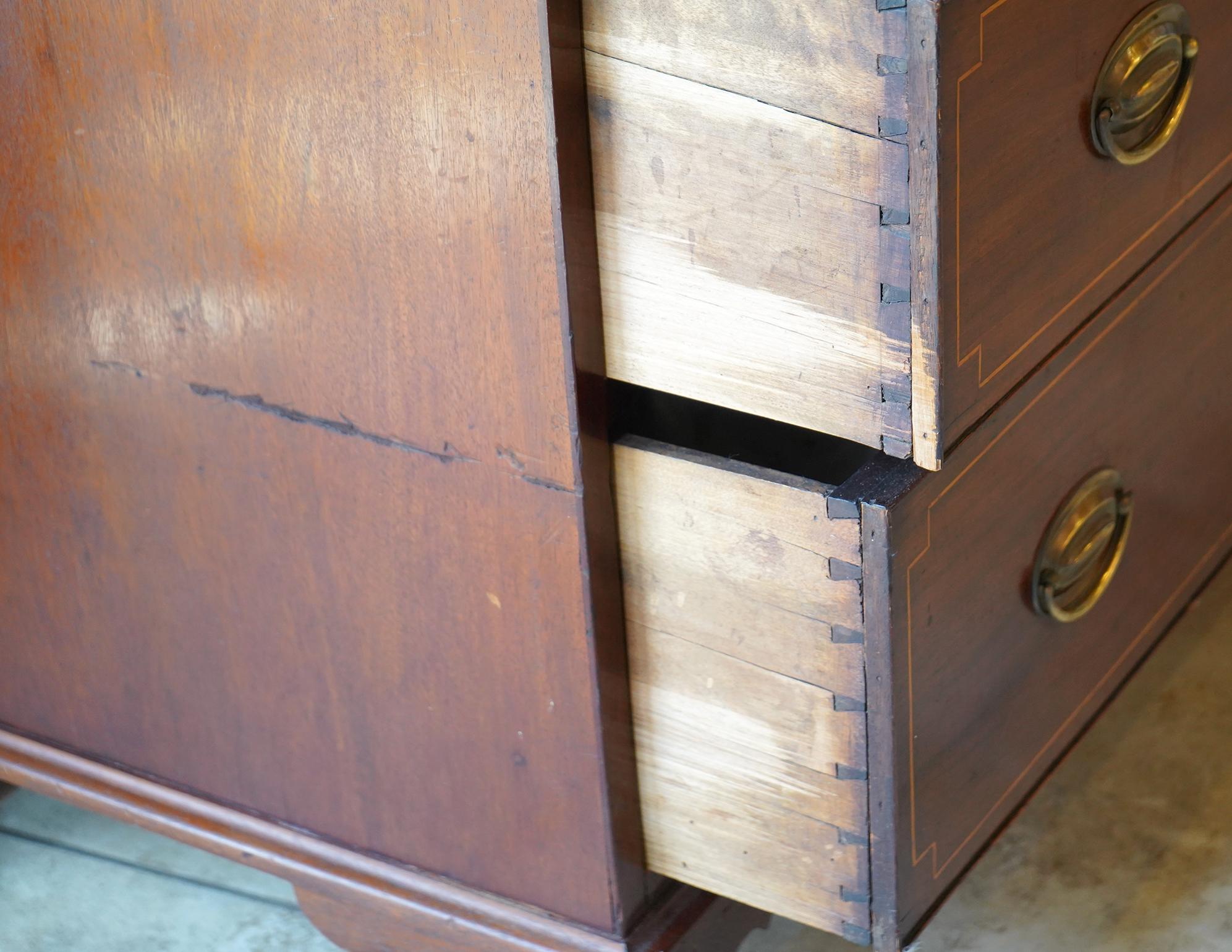 English George III Inlaid Mahogany Three Over Three Drawers Chest, Circa 1830 2