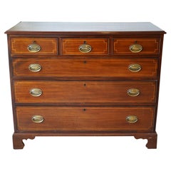 English George III Inlaid Mahogany Three Over Three Drawers Chest, Circa 1830