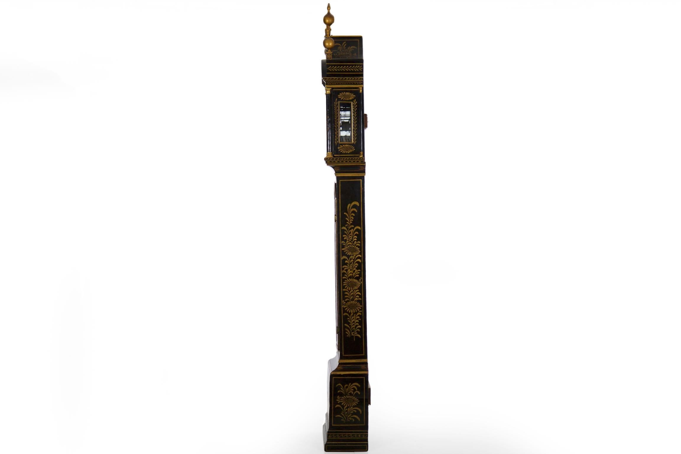 English George III Japanned Tall Longcase Clock, Daniel Keele, circa 1770 9