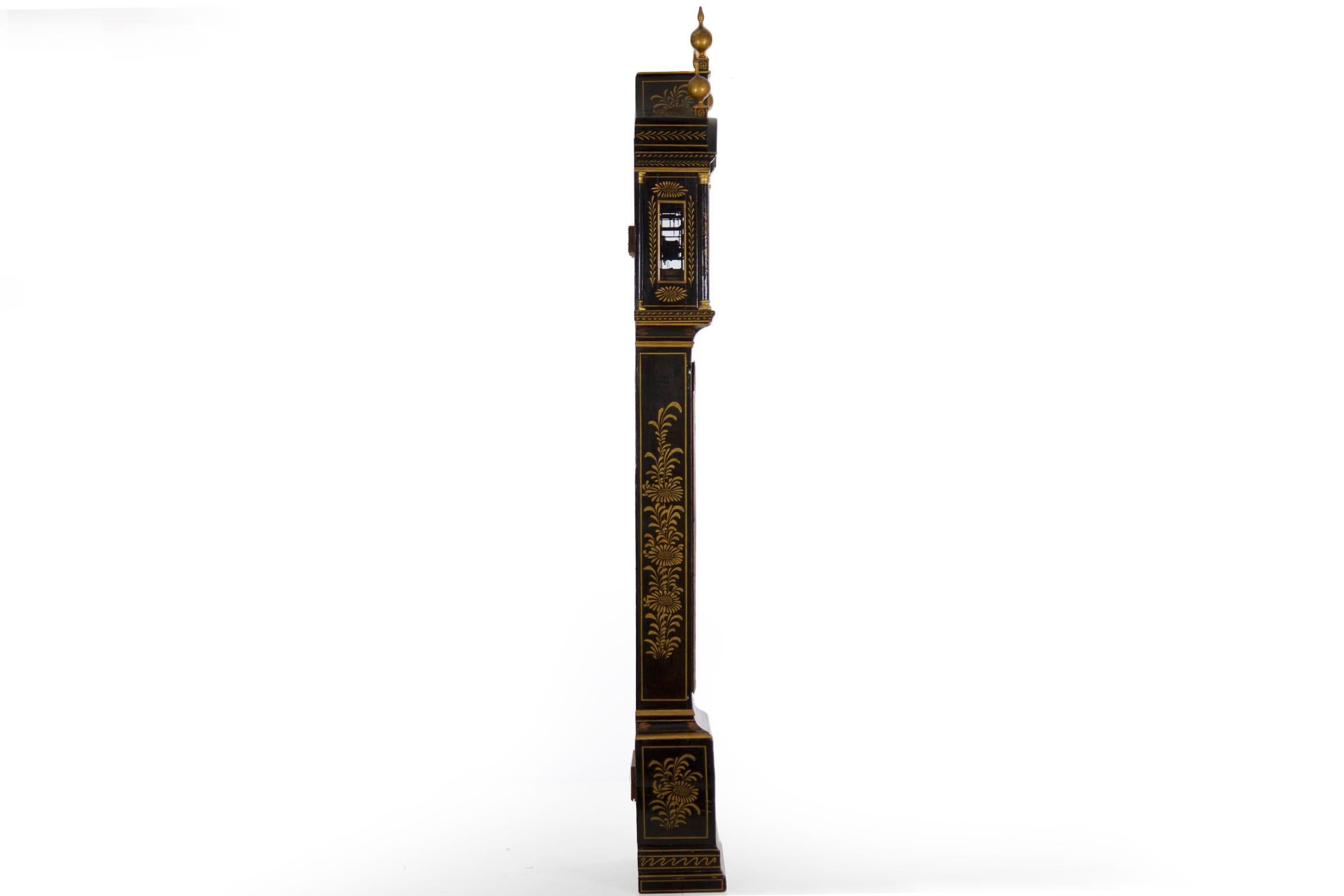 English George III Japanned Tall Longcase Clock, Daniel Keele, circa 1770 13