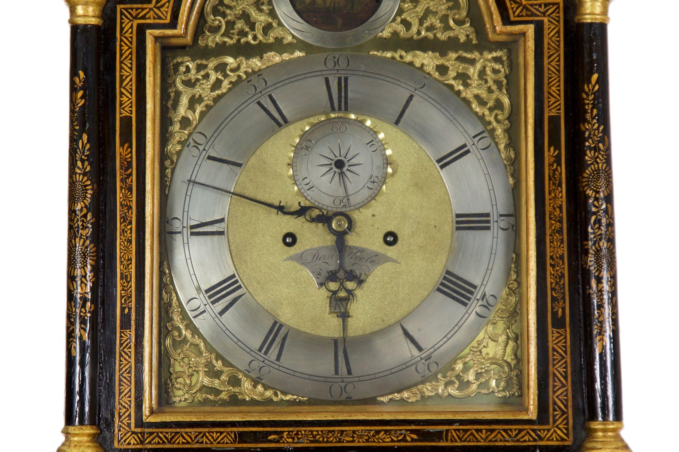 English George III Japanned Tall Longcase Clock, Daniel Keele, circa 1770 3