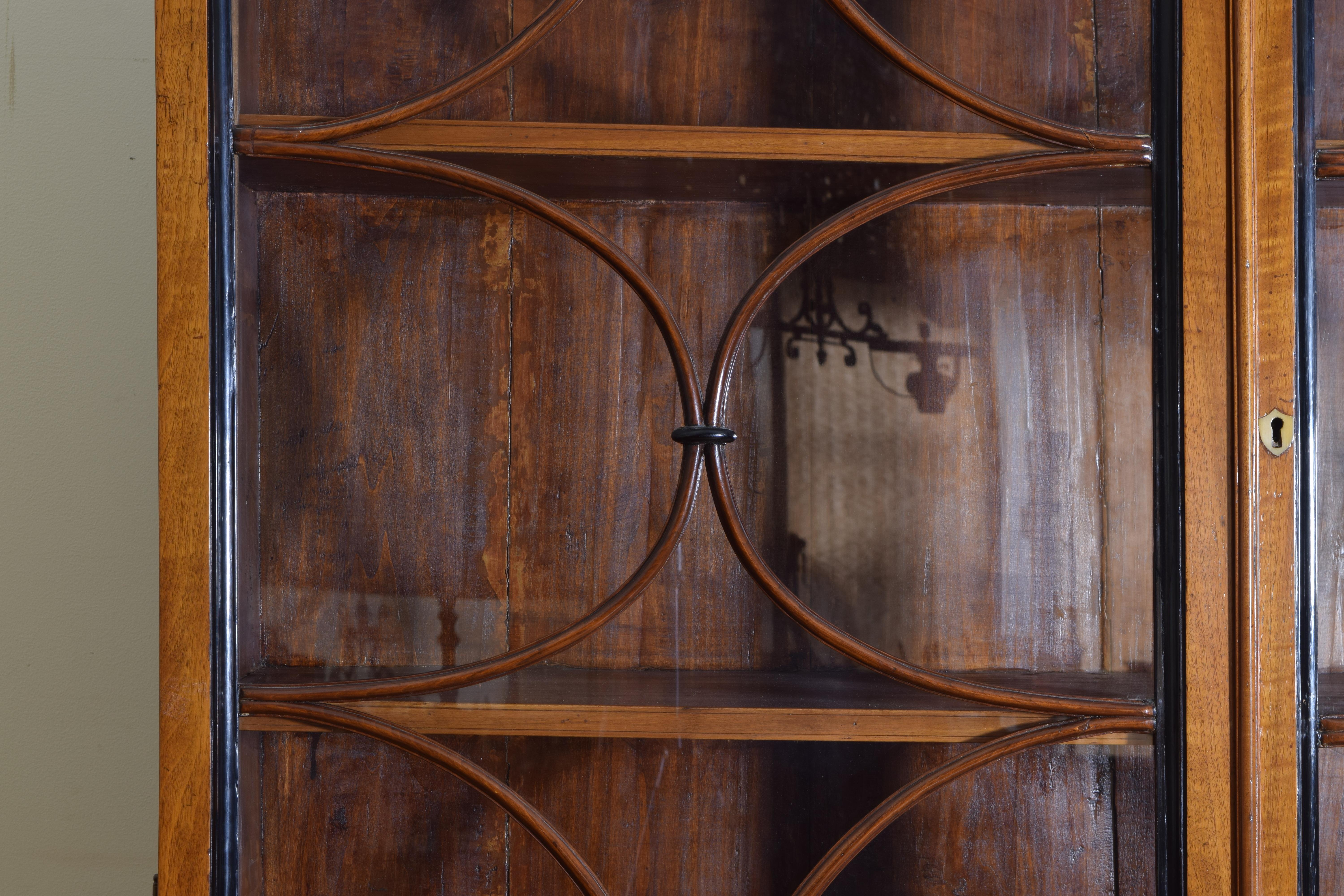 English George III Light Walnut and Ebonized Two-Piece Cabinet, Mid-18th Century 9