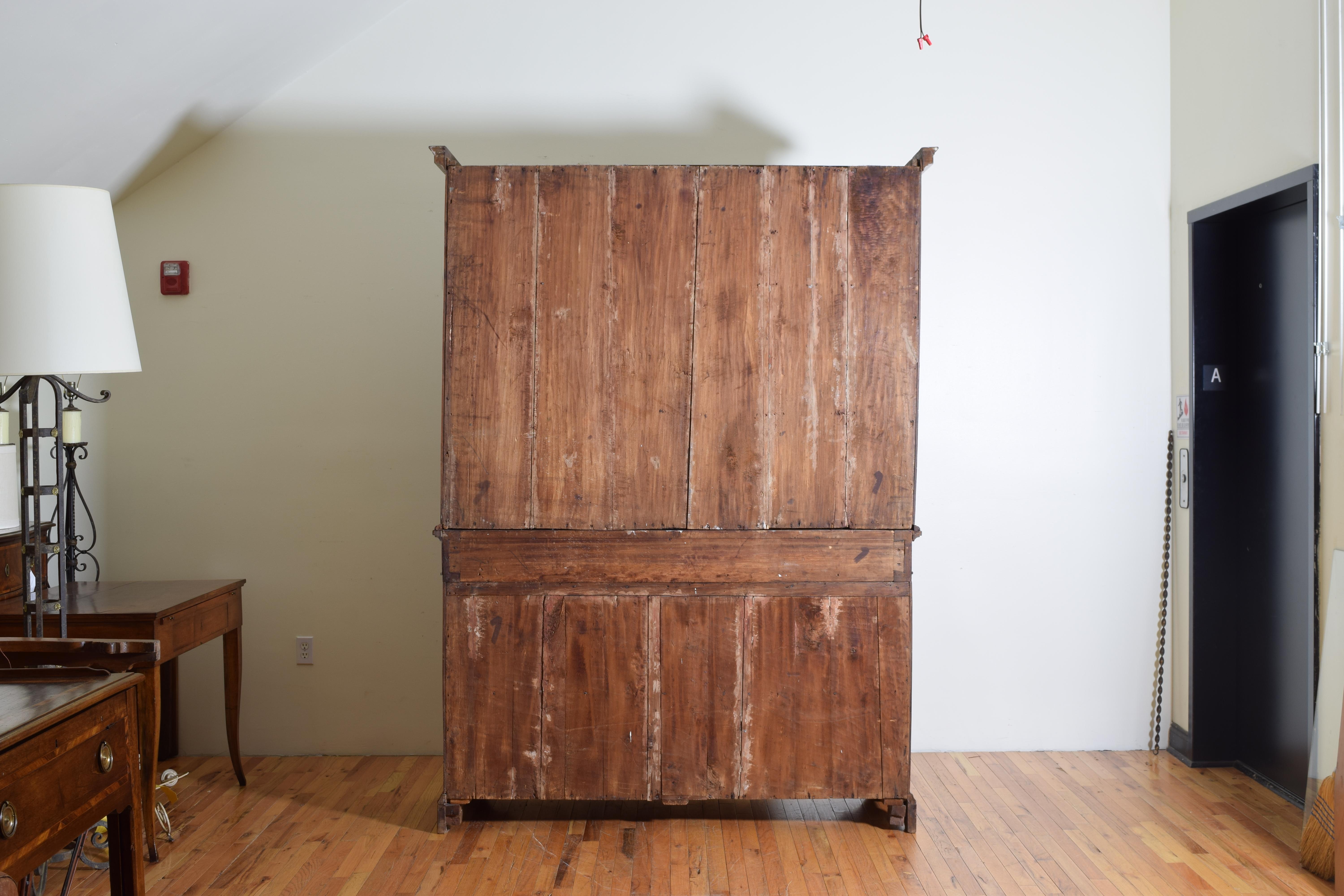 English George III Light Walnut and Ebonized Two-Piece Cabinet, Mid-18th Century 11