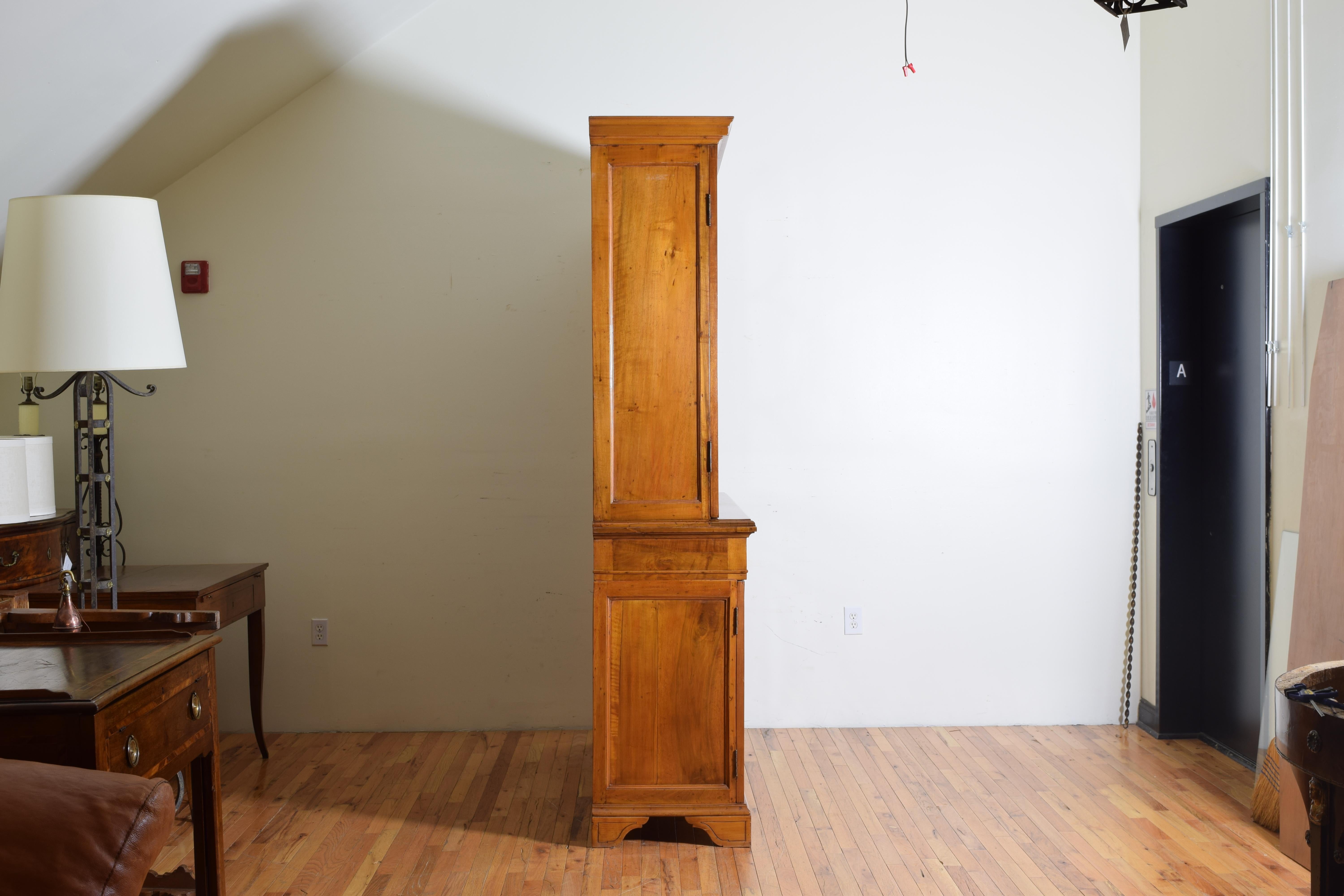 English George III Light Walnut and Ebonized Two-Piece Cabinet, Mid-18th Century 1