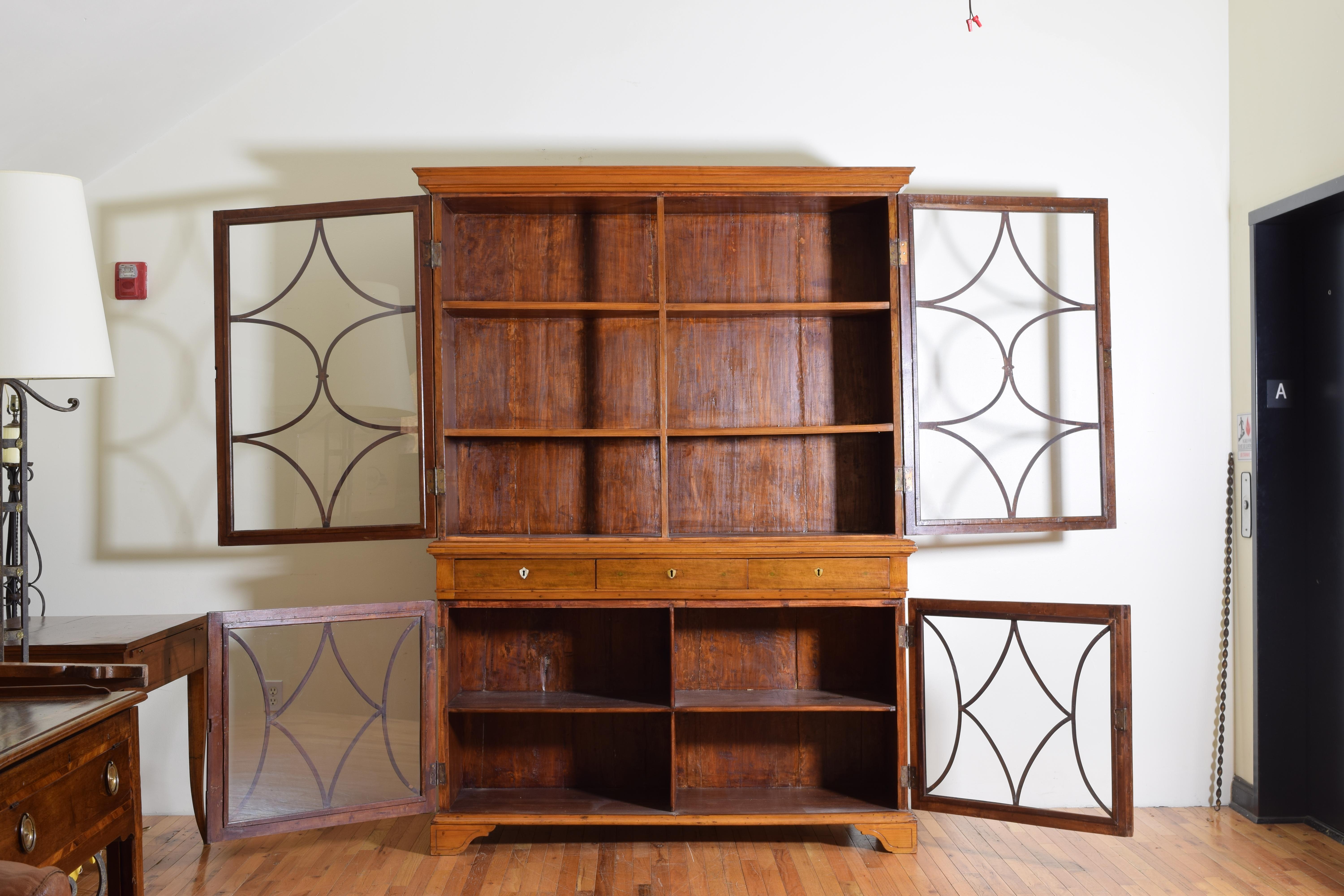 English George III Light Walnut and Ebonized Two-Piece Cabinet, Mid-18th Century 2