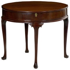 English George III Mahogany Antique Demilune Card Games Tea Table, circa 1760