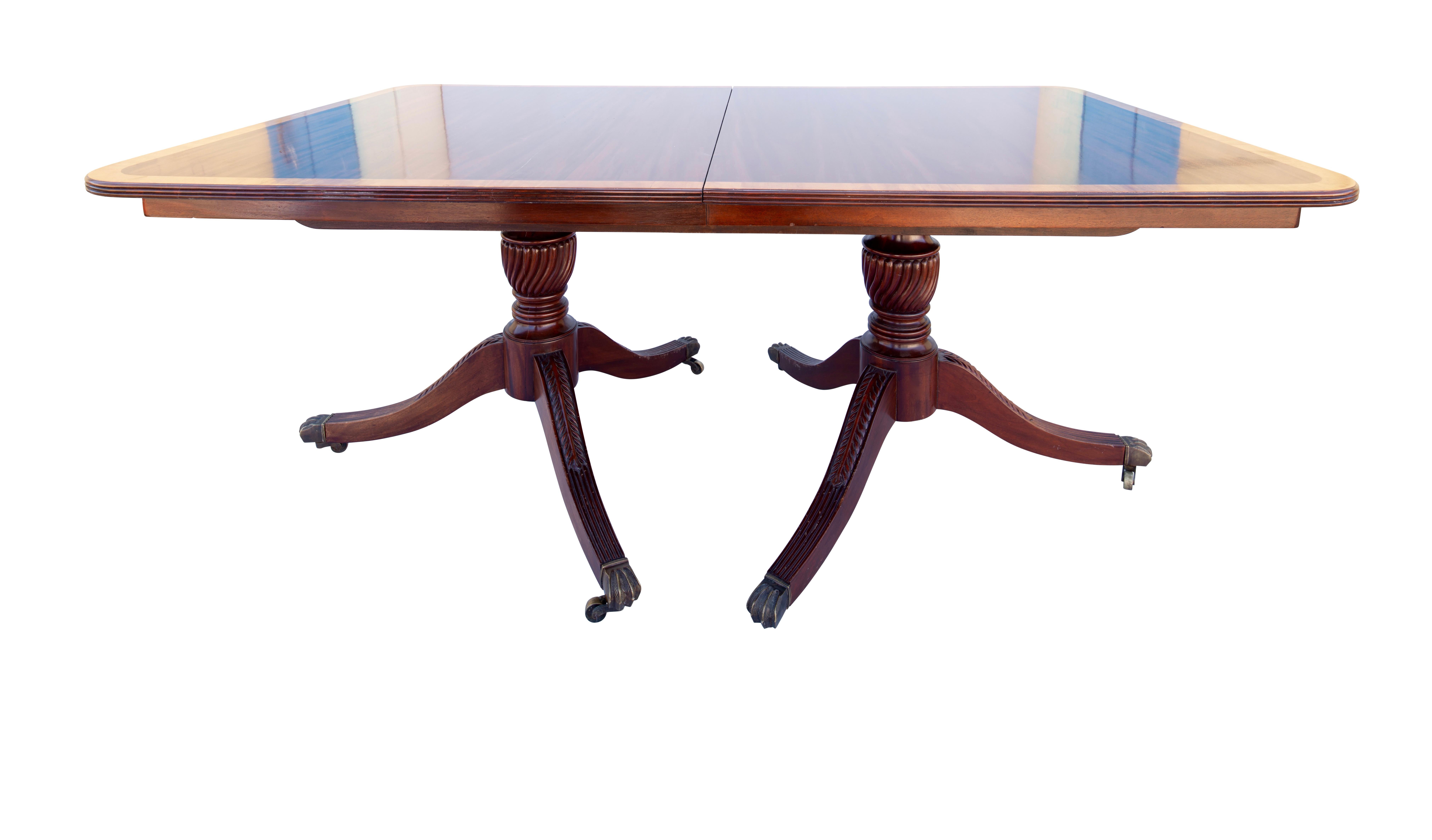 English George III Mahogany Banquet Dining Table, Early 19th Century 1